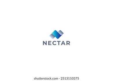 letter n silver and blue colour creative design logo 