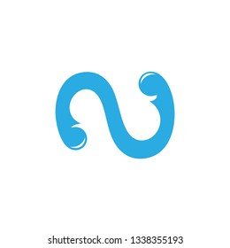 letter n simple blue curves logo vector
