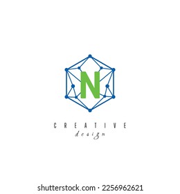 letter N and IT simple Creative elegant hexagon hexagonal poligon logo Design