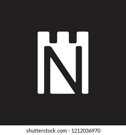 letter n simple fortress design logo vector