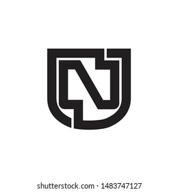 letter n simple geometric emblem logo vector