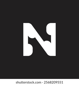 letter n simple geometric emblem logo vector 