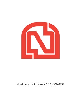 letter n simple geometric line logo vector