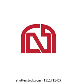 letter n simple geometric line logo vector