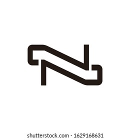 letter n simple geometric line logo vector 