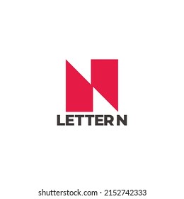letter n simple geometric square slice logo vector
