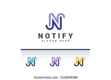 Letter N simple line art logo