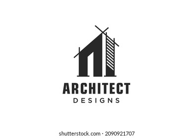 Letter N Einfaches Logo für moderne Gebäudearchitektur mit Linienkunstkratzer