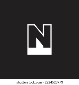 letter n simple outline negative space  logo vector 