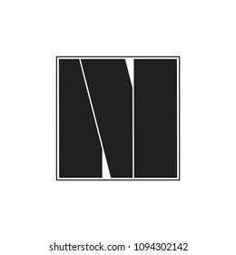 letter n simple square design logo