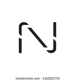 letter n simple thin line geometric logo vector