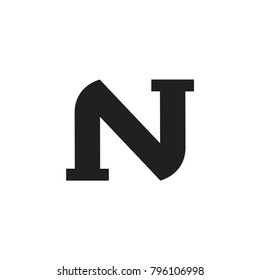 letter n simple unusual shape logo