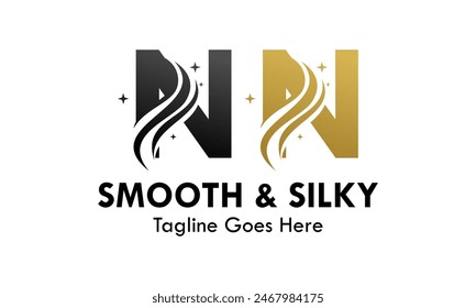 Letter n with smooth and silky design template illustration