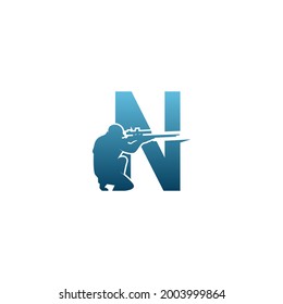 Letter N with sniper icon logo design concept template vector