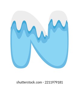 Letra N Nieve, ilustración vectorial