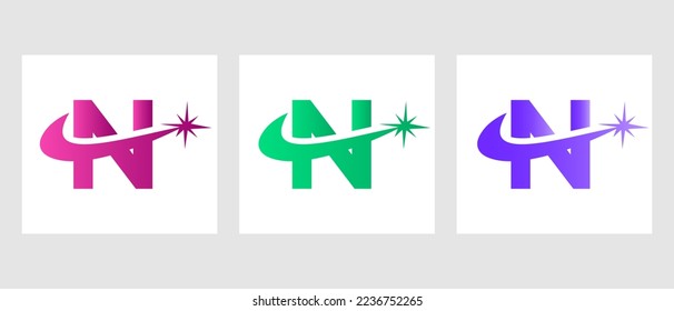 Letter N Spark Logo Design Vector Template