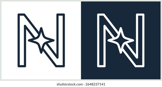letter N spark logo line minimalist vector