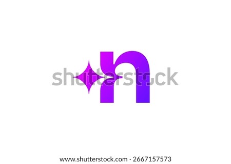 Letter N with sparkle logo icon design template elements