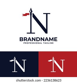 Letter N Spear Logo, suitable for any business related to Spear with N initials.