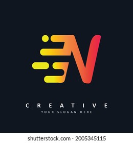 Letter N Speed Logo Design Vector Illustration