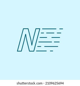 letter N Speed Logo Design Element. line art logo in blue background.
