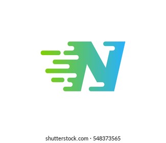 Letter N Speed Logo Design Element