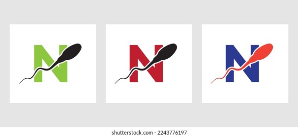 Plantilla de logotipo de celda de esperma N. Sperm Bank Medical Symbol