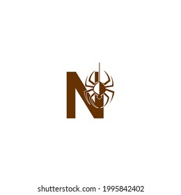 Letter N with spider icon logo design template vector