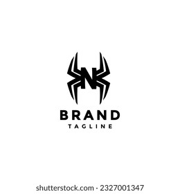 Letter N with Spider Legs Logo Design. Creative Spider N Icon Logo Design.