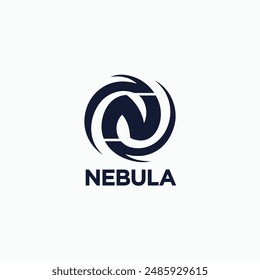 Letter N with spiral circle logo. Nebula icon vector illustration