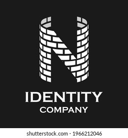 Letter n with spiral  shape logo template illustration. suitable for construction, building, industrial, techno 
