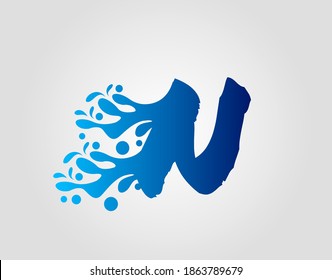 Letter N With Splash Water Logo Template Vector.