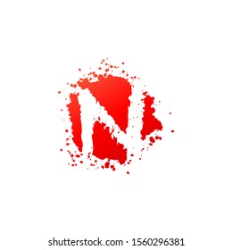 Letter N  Splatter logo icon.  Abstract Design concept red blood splash  with hidden letter N logo icon for initial, company identity and more brands.