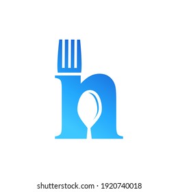 Letter N Spoon and Fork Logo Design Vecktor