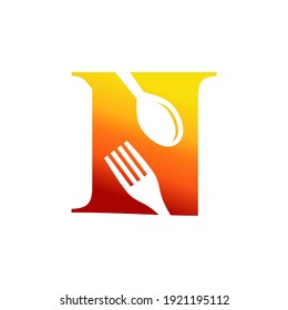 Letter N Spoon and Fork Logo Design Vecktor