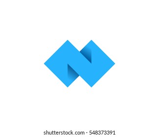 Letter N Square 3D Logo Design Element