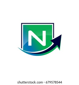 letter N with in a square with an up arrow, logo design, isolated on white background.