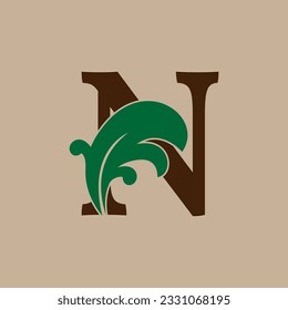 letra N cuadros cuadrados florales diseño del logotipo del vector inicial para marca de moda y estilo de vida de lujo