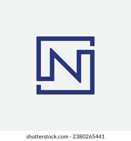 letter N with square line modern logo design