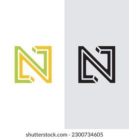 letter N square logo design template sign. solid and stylish silhouette.