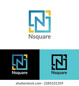 Letter N in square shape logo design. Vector isolated