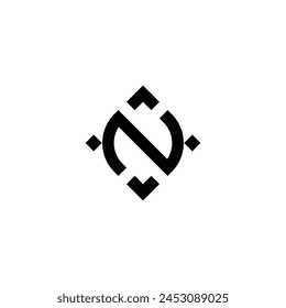 letter N square, unique simple vector symbol logo