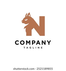 Letter N Squirrel logo icon vector