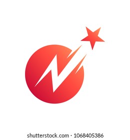 Letter N With Star in Circle Logo Template