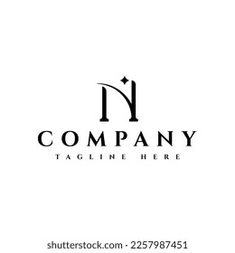 Letter N with star logo design. Luxury logo design.