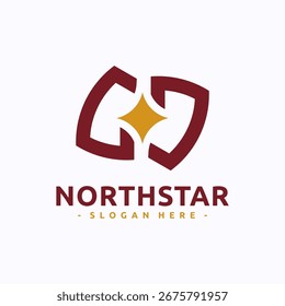 Buchstabe N mit Sternlogo-Design-Konzept. Einfache Vektorgrafik einzeln auf weißem Hintergrund.