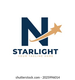 Letter N with Star Swoosh Logo Design. Suitable for Start up, Logistic, Business Logo Template