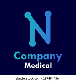 Letter n with stethoscope logo template illustration