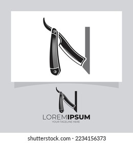 Letter N Straight Razor Logo Design Vector Icon Graphic Illustration