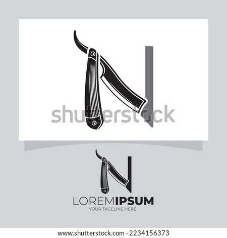Letter N Straight Razor Logo Design Vector Icon Graphic Illustration